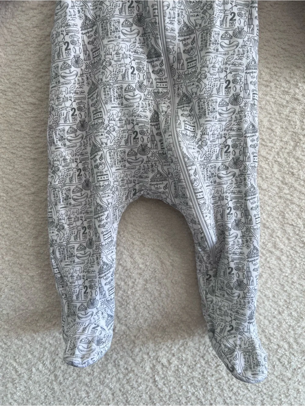 Joy‎ Street Baby 100% Pima Cotton One Piece Chicago Pajamas Size 0-3 Months